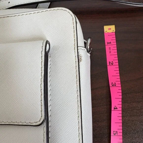 MICHAEL KORS MK GEORGIA MEDIUM MESSENGER CROSSBODY LEATHER BAG OFF WHITE - Picture 13 of 14